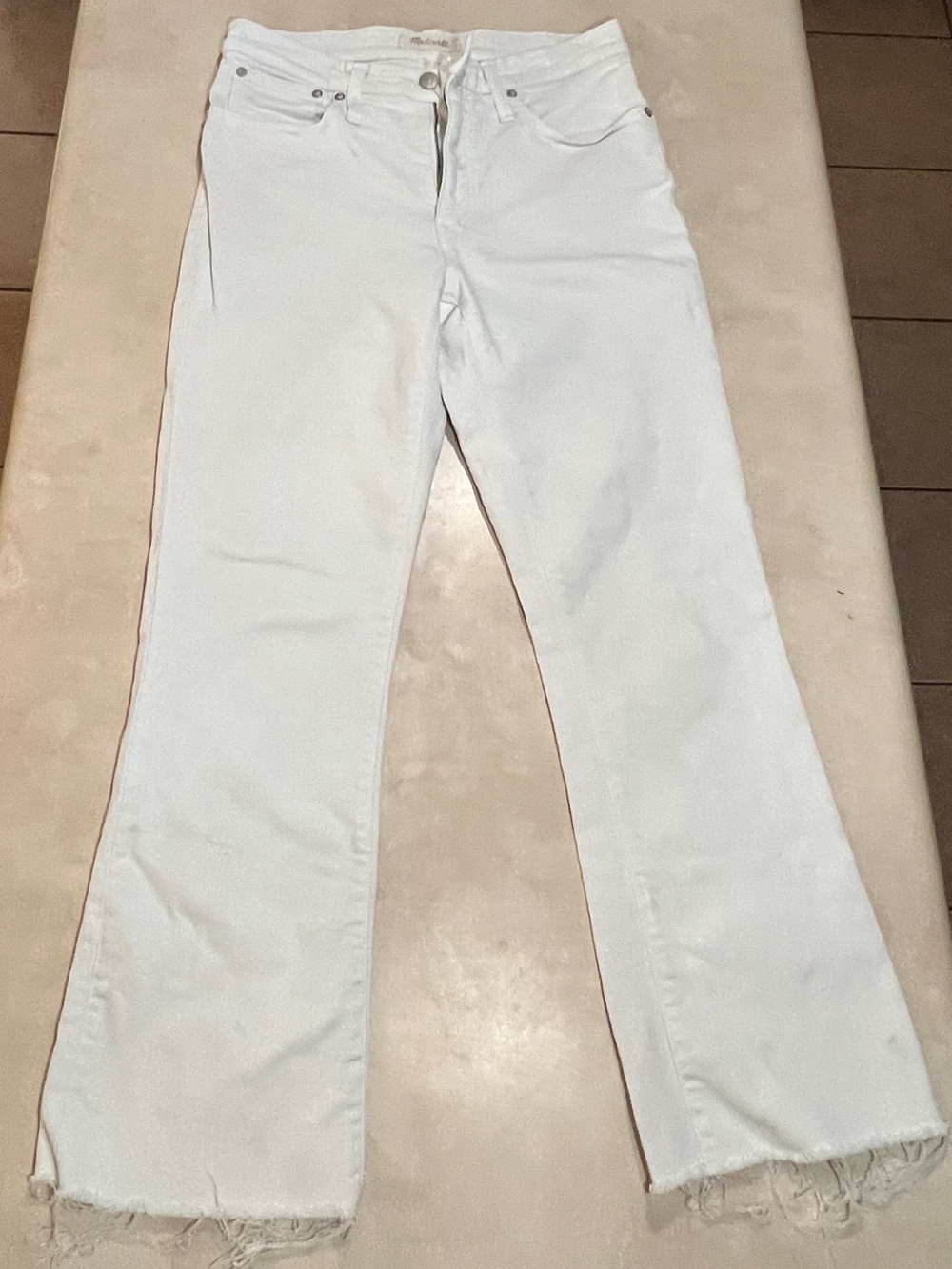 Madewell White Boot-Cut Jeans with Frayed Hem